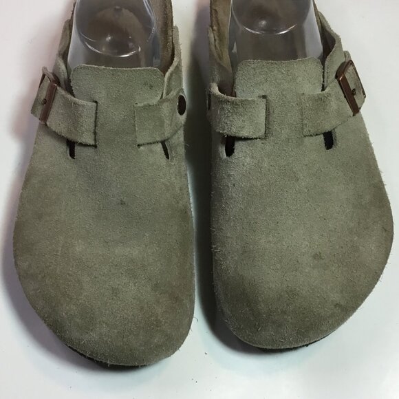 Birkenstock Boston Soft Footbed Clog Velvety Suede Leather Taupe Men's Size 11 - Picture 5 of 10